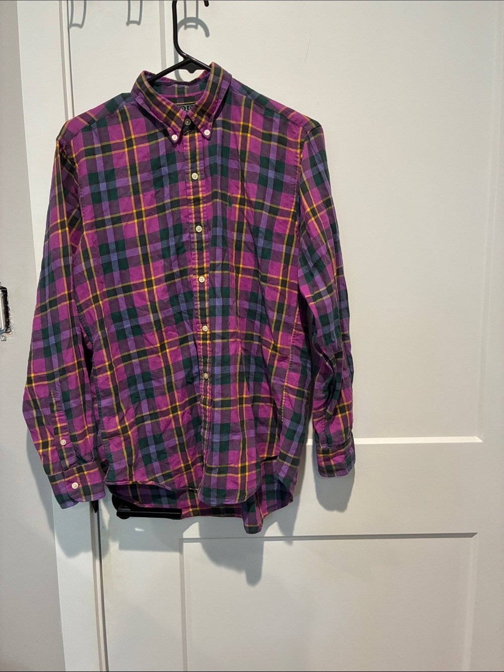 Polo by Ralph Lauren Purple Plaid Button-Down Shirt with Green & Yellow Stripes